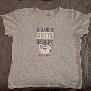 Life is Good Womens Crusher Tee Straight Out of Rescue Cat